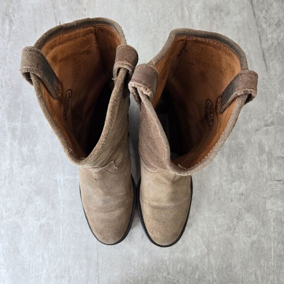Steve Madden Western Boots Sz 7 Tan Suede Pull on Casual Cowgirl Midcalf Booties - Picture 2 of 13